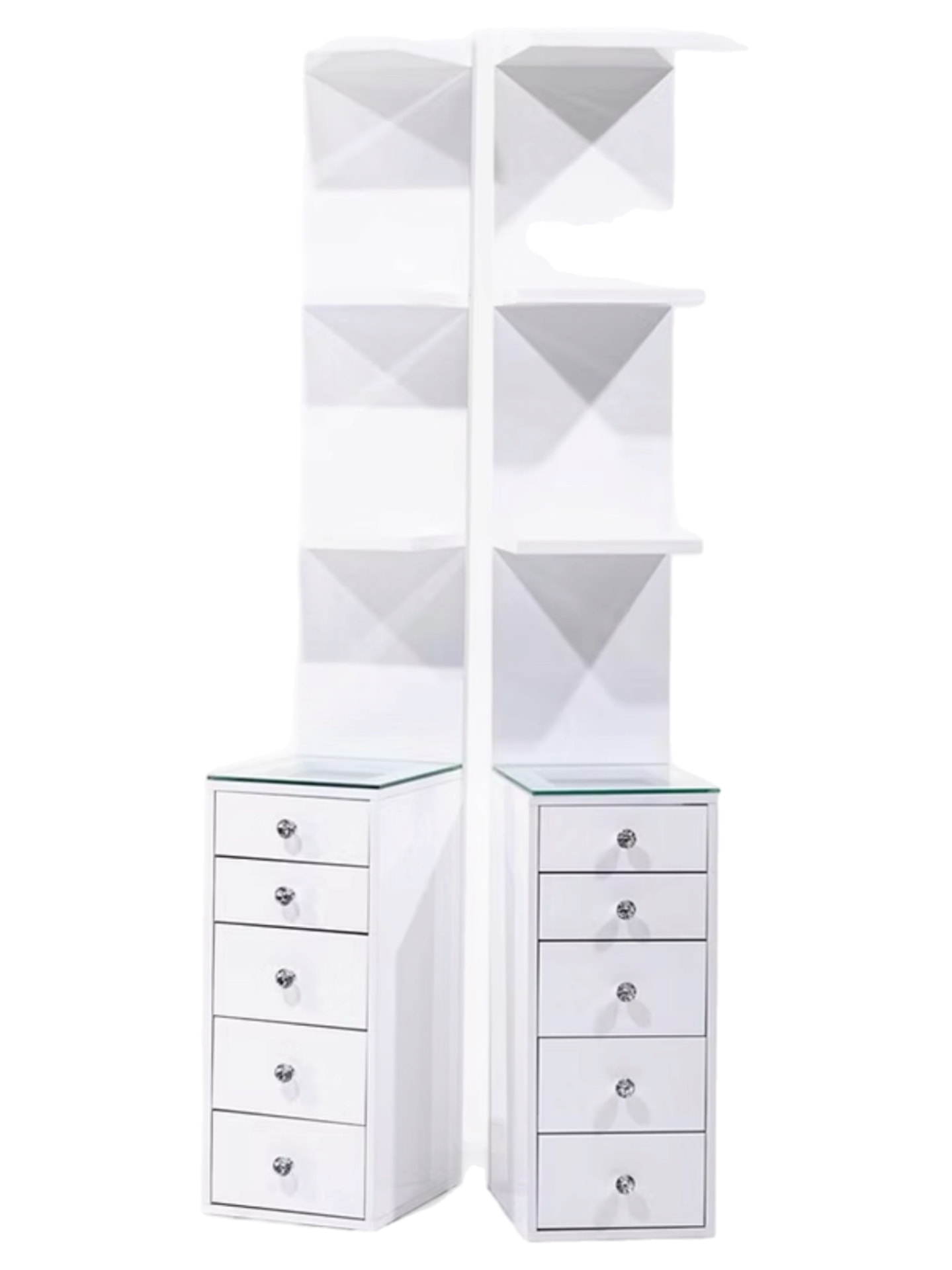 Glossy Column Shelf with Drawers